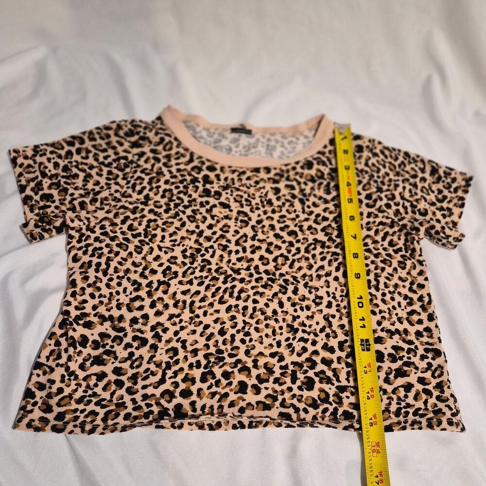 Wild Fable Target Leopard Print Crop Top Short Sleeve Cotton Tee XS 2020 - Picture 4 of 8